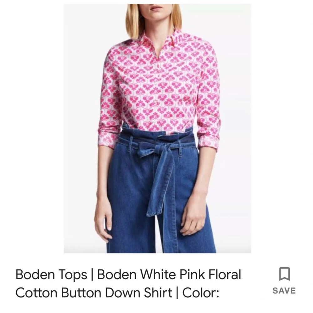 Boden “the classic shirt” pink and white 18RUS